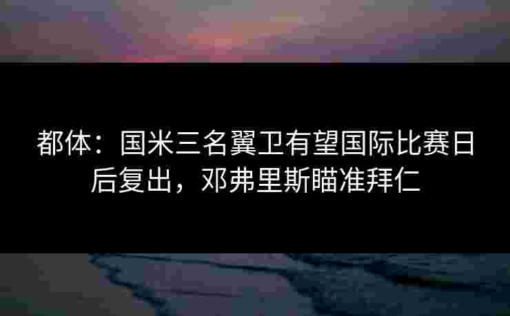 都体:国米三名翼卫有望国际比赛日后复出,邓弗里斯瞄准拜仁 都体:国米三名翼卫有望国际比赛日后复出,邓弗里斯瞄准拜仁