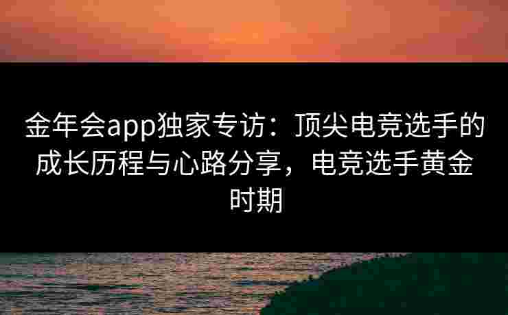 金年会app独家专访：顶尖电竞选手的成长历程与心路分享，电竞选手黄金时期